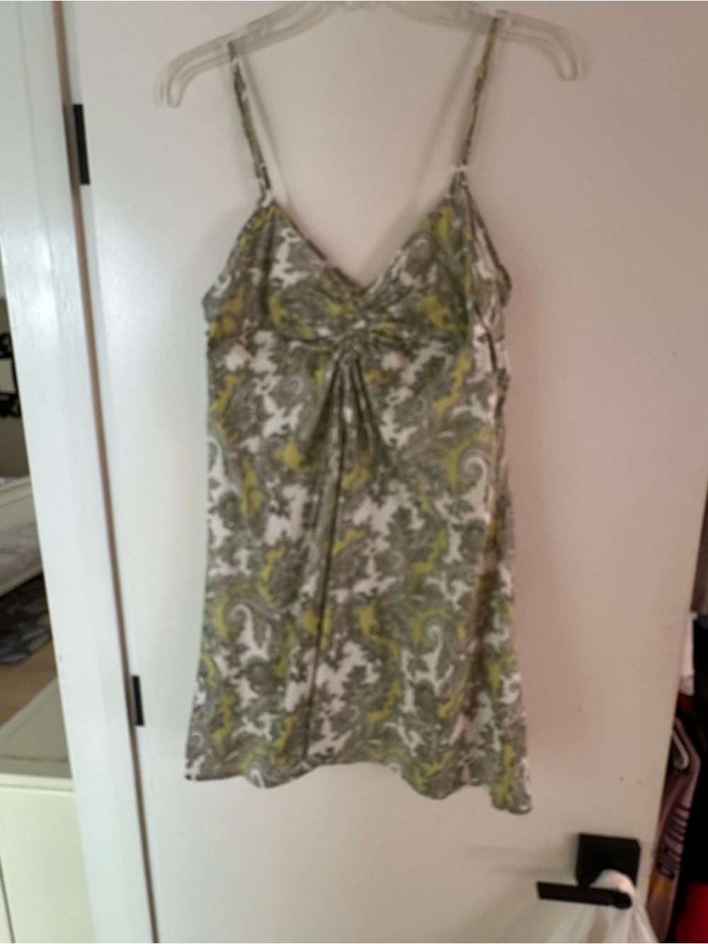 Cupshe Olive and White Paisley Spaghetti Strap Tank